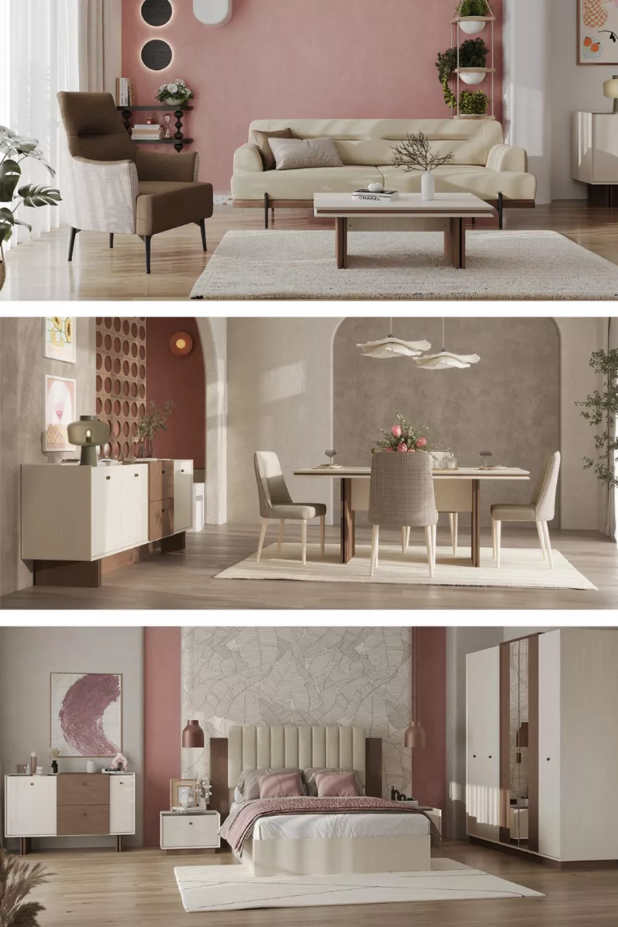 Ensemble de mariage mi-lin - Salon / Chambre à coucher / Salle à manger