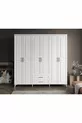 Ensemble de chambre à coucher complet en MDF blanc avec 6 portes Gözde, montage gratuit