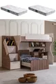 Lit superposé Ranza Milano avec bureau double moderne + 2 matelas Comfort