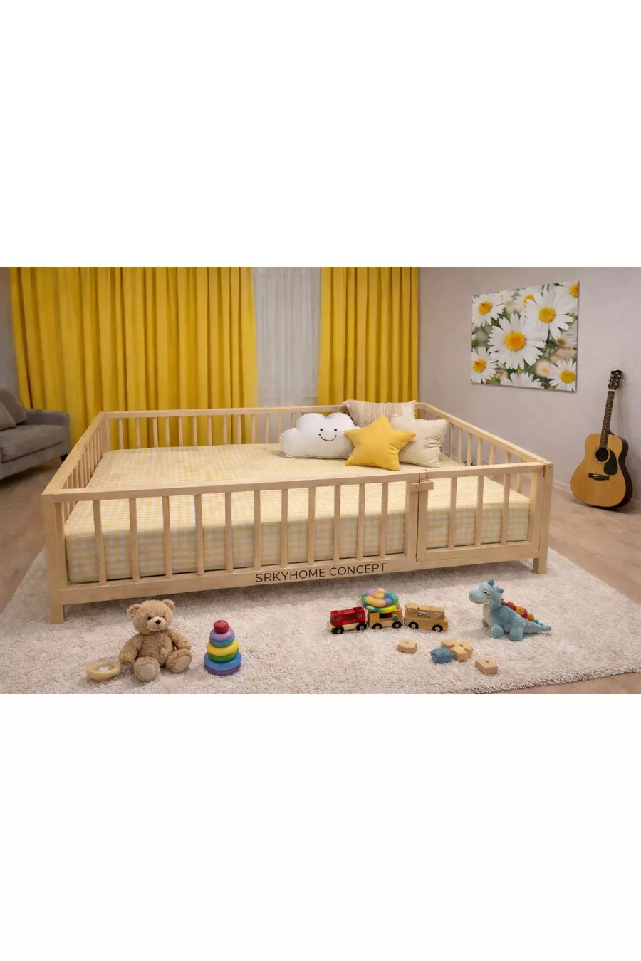 Lit pour bébé et enfant avec barreaux arrondis