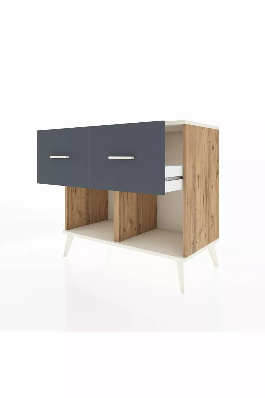 Commode Hyperion 2 tiroirs Pin-Ambre/Anthracite