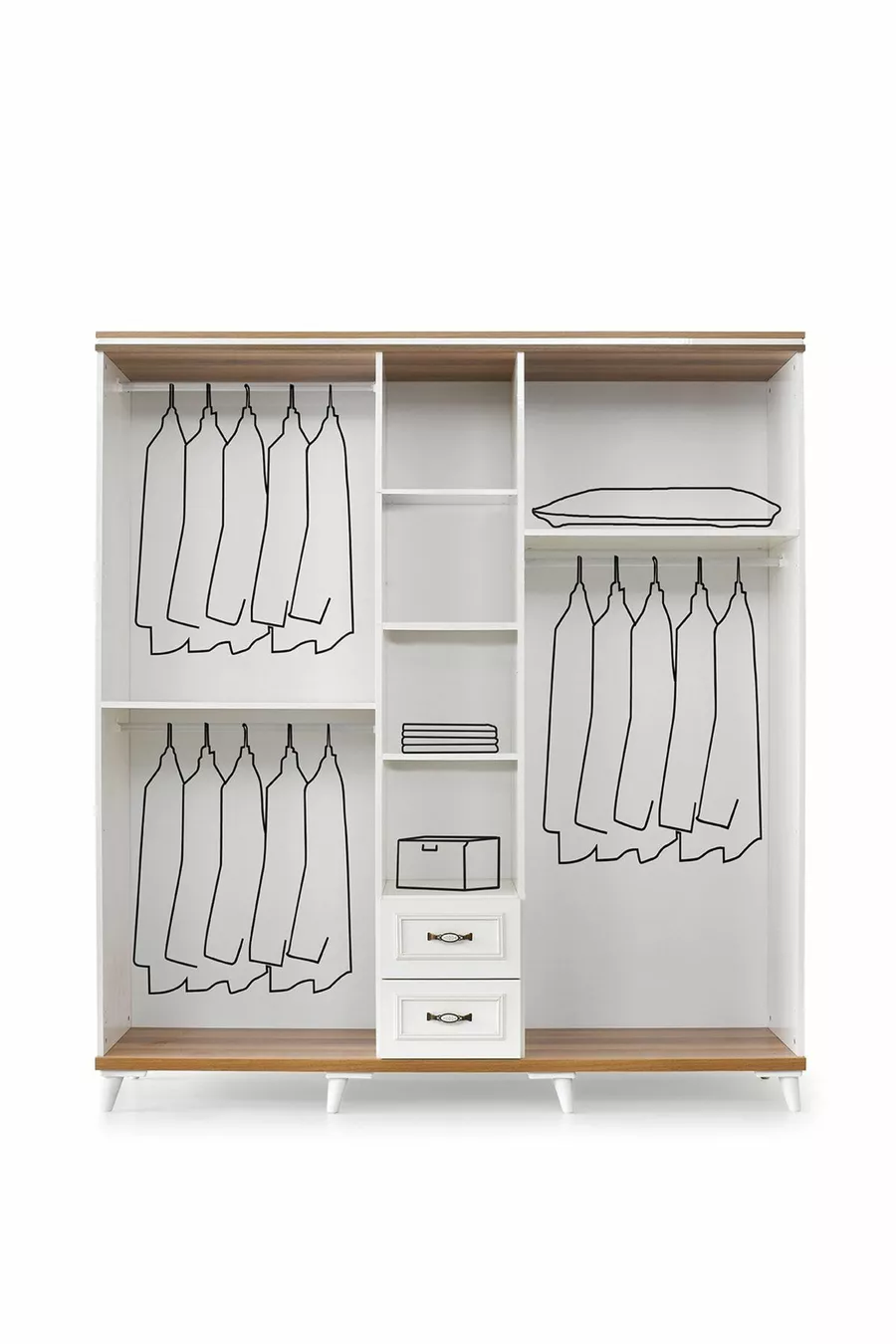 Chêne MDF Chambre à coucher 5 portes