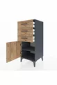 Commode Hyperion à une étagère, 3 tiroirs et une porte, anthracite-pin