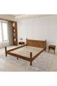 Ensemble Lit en Bois de Pin Couleur Noyer Modèle Mirage et Deux Tables de Chevet