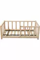 Lit pour enfant en bois massif naturel avec barres rondes