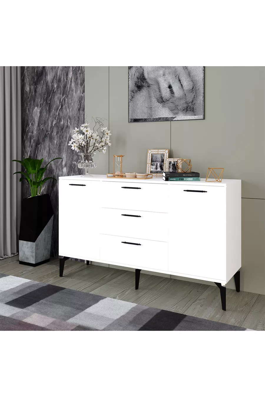 Armoire Polyvalente Almata, Console Moderne, Meuble de Cuisine, Commode