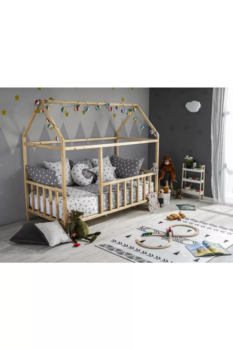 Lit Montessori naturel pour bébé enfant unisexe avec cadre