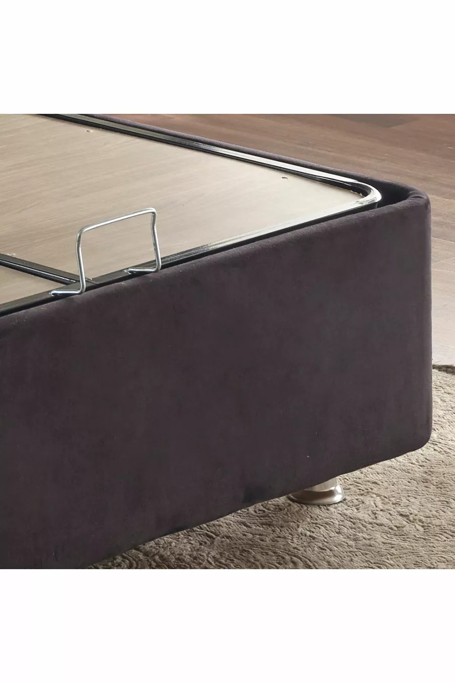 Ensemble Lit Niron Piano Lite Simple avec Sommier et Tête de Lit - Tissu Noir, Sommier et Tête de Lit en Métal