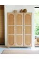 Garde-robe Bali Bohem à 3 portes – Armoire à vêtements avec portes en MDF et tissu jute | Couleur chêne –