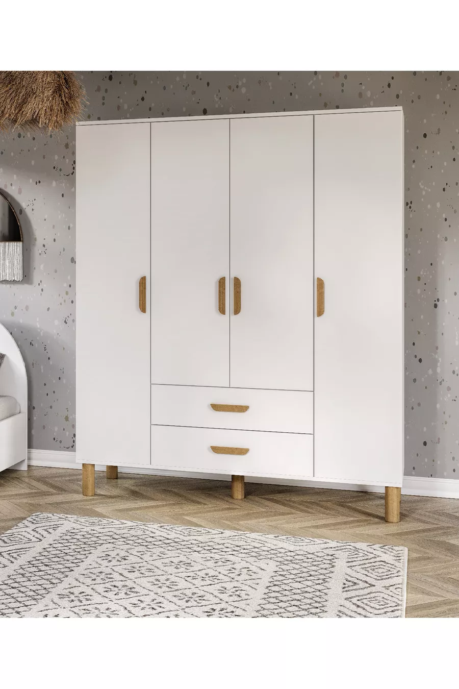 Armoire 4 portes Güneş Bohem en MDF