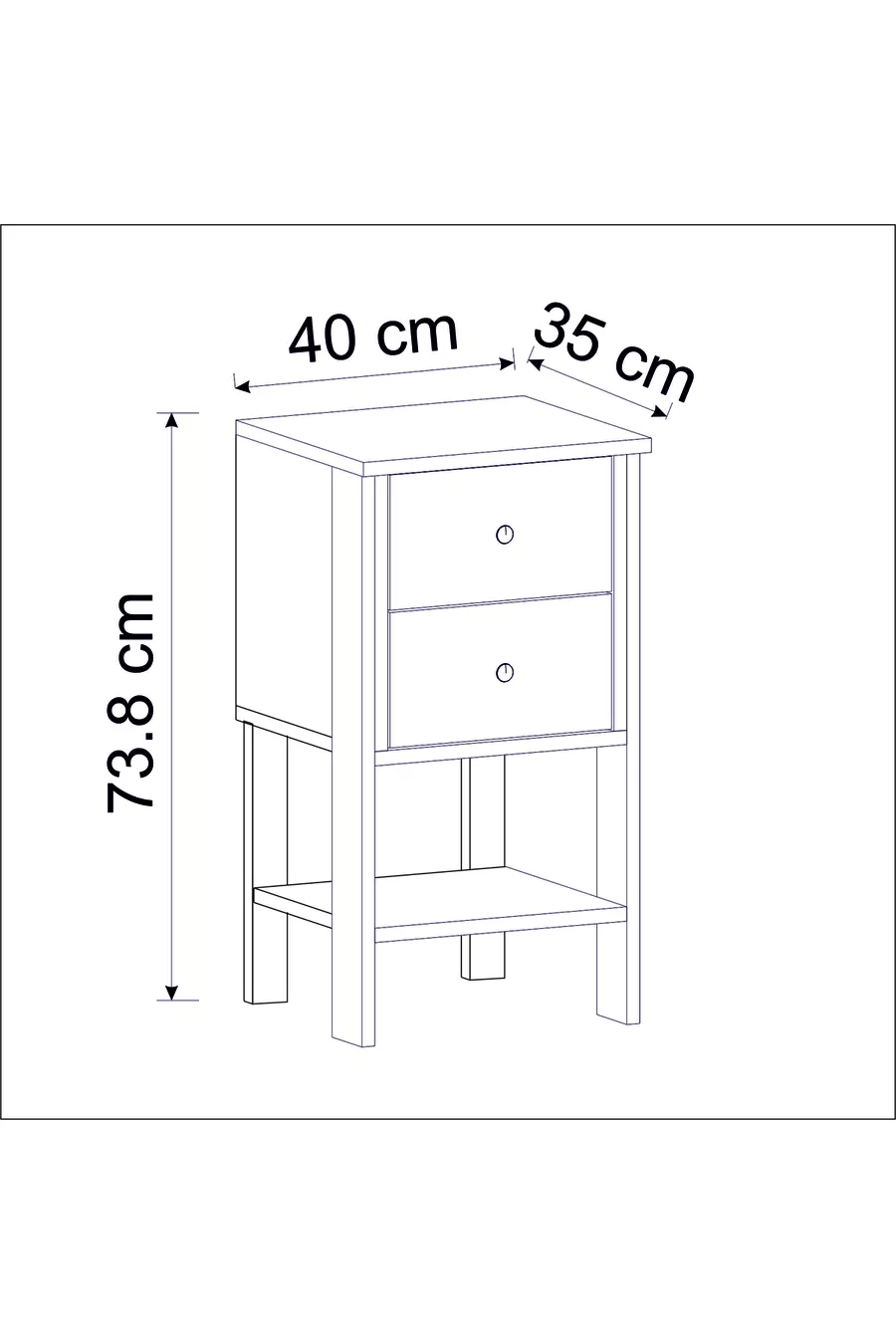 Table de chevet Cevheri 2 tiroirs - Noir / Marbre Royal