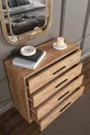 Commode Mira à 4 tiroirs, poignées noires, pin Atlantique, cm