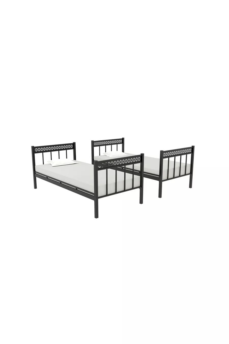 Lit superposé Motif Lit superposé en métal noir compatible avec matelas