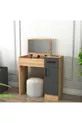 Coiffeuse Miroir en Anthracite Pin Atlantique Perle – Avec Tiroirs, Armoire & Design Élégant