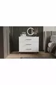 Commode à trois tiroirs avec miroir (BLANC BRILLANT)