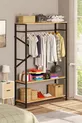 Alkor  Armoire Vestiaire Ouverte en Panneau de Particules Métal avec Motif Bois Massif Porte-Manteaux