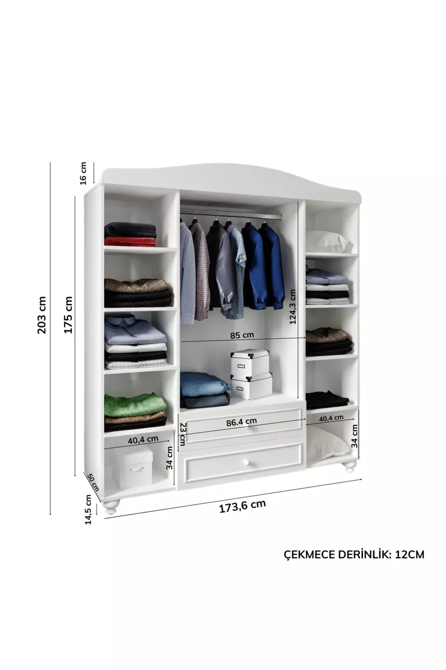 Armoire Romantic 4 portes, 2 tiroirs, Avant-garde (% MDF)