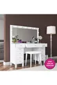 Rani Coiffeuse de Coulisses avec Miroir Illuminé Hollywood, Ensemble avec Tiroirs, Organisateur de Bijoux et Pouf, Blanc