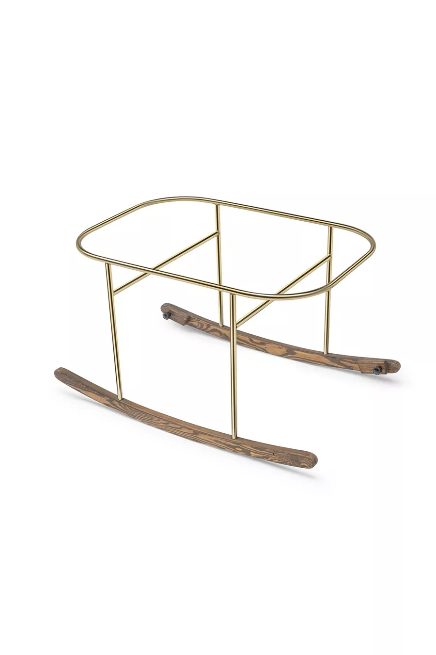 Berceau latéral pour bébé Anne, support doré, panier blanc