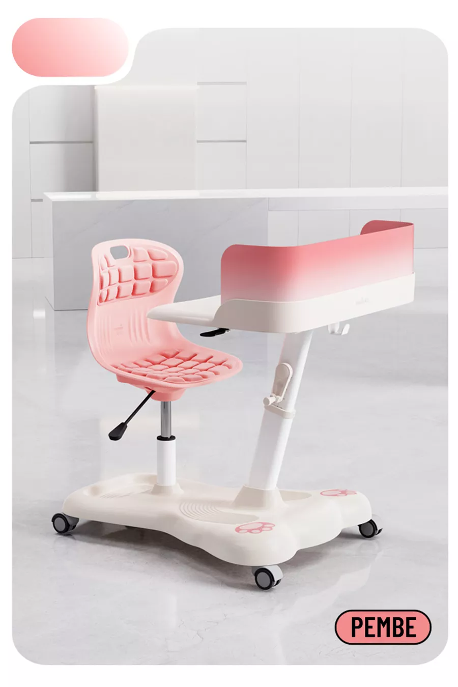 Bureau de travail mobile Plus rose