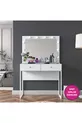 Rani Coiffeuse de Coulisses avec Miroir Illuminé Hollywood, 2 Tiroirs, Organisateur de Bijoux, Blanc