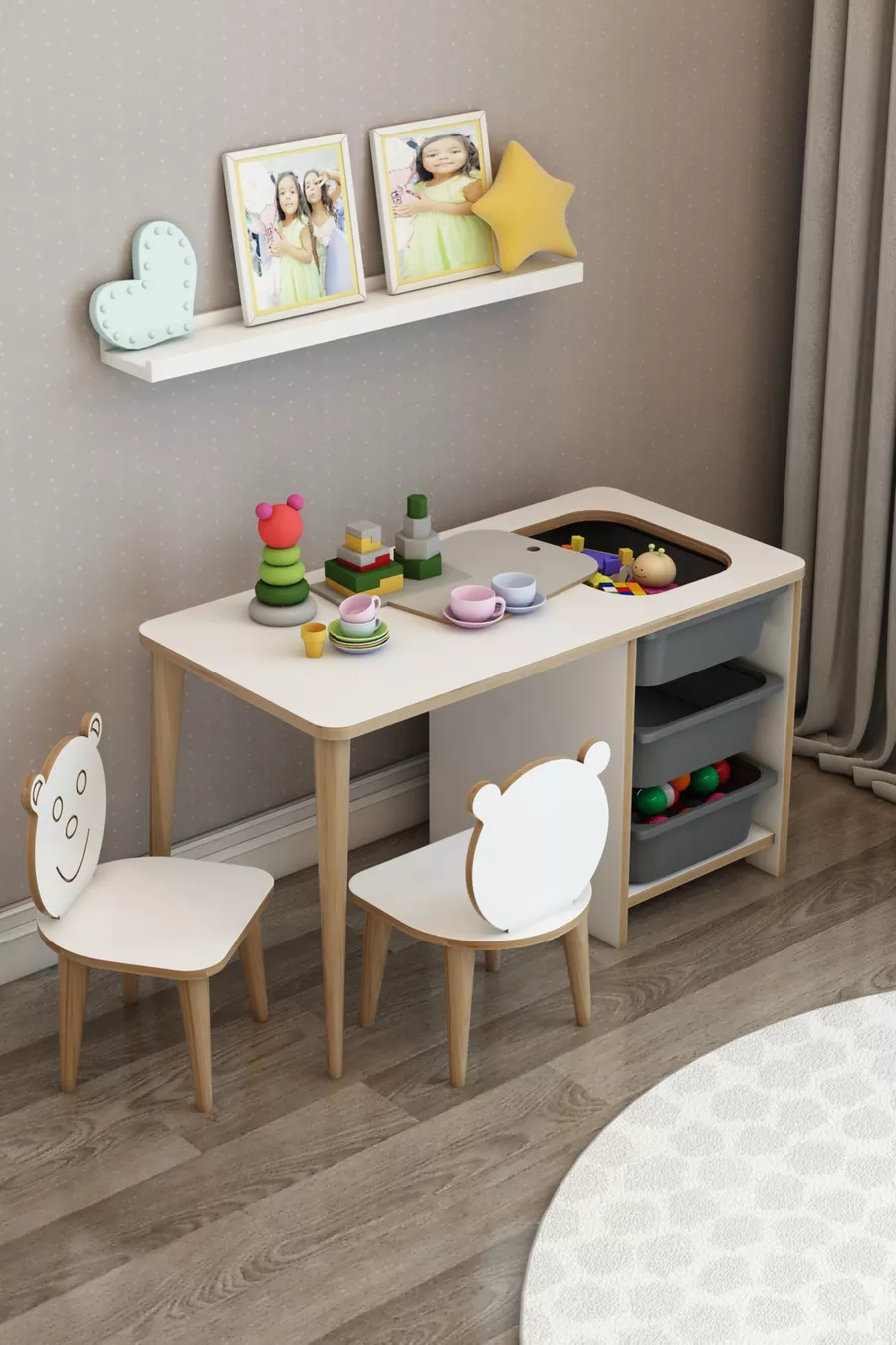 Bureau pour enfants, table de jeu et d'activités, table été-hiver