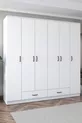 Rani  Armoire Spacieuse pour Vêtements 6 Portes 2 Tiroirs  Étagères 2 Tringles Blanche