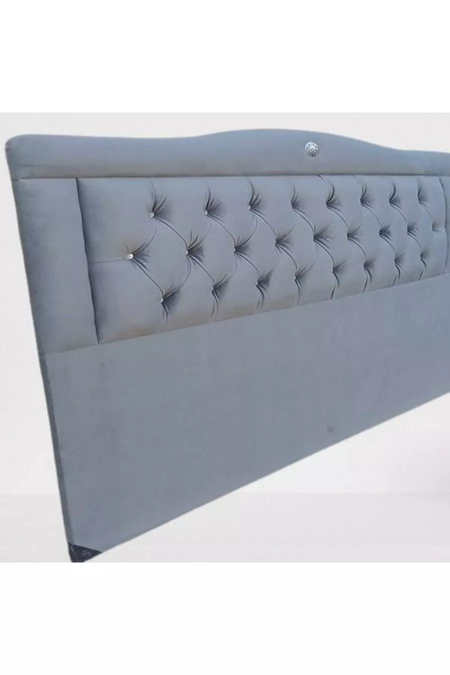 Tête de lit DK Double en tissu gris anthracite matelassé en plumes de poulain