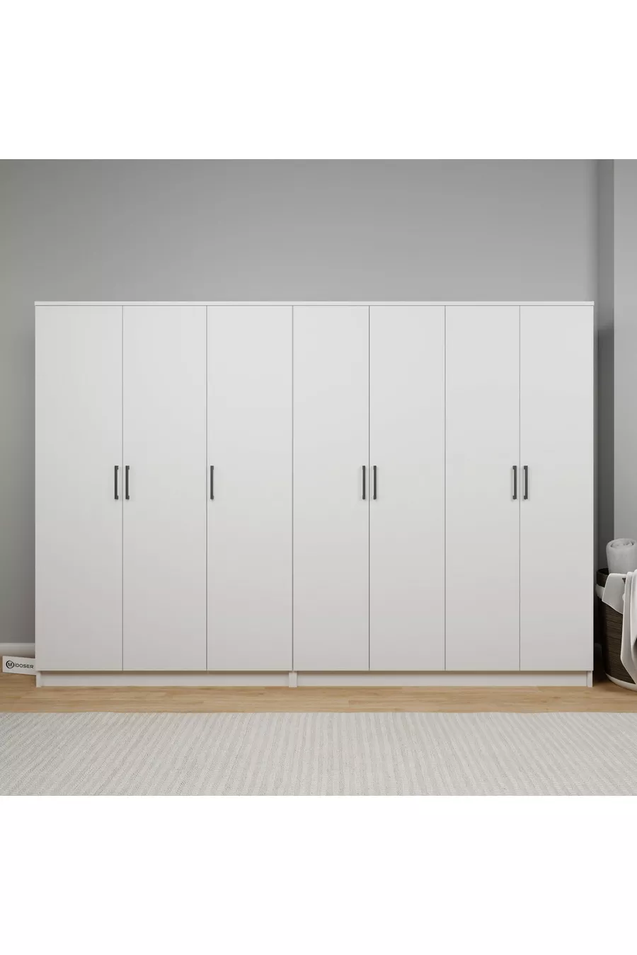 Armoire à vêtements série Kardelen blanche 7 portes  étagères  cm - Ensemble de garde-robe