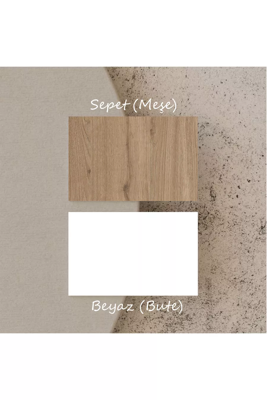 Table de chevet VENTO à 2 tiroirs avec panier - Blanc