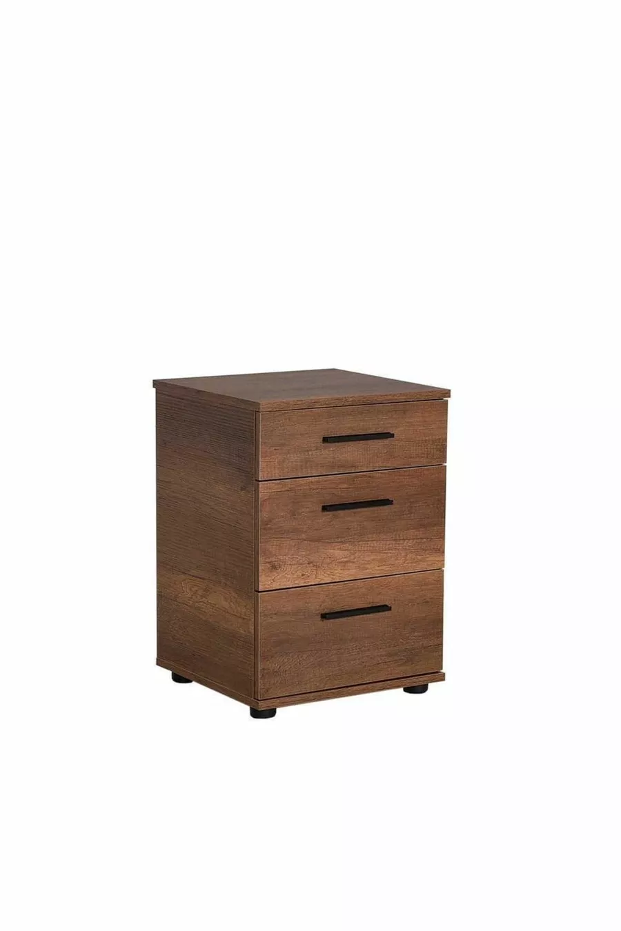 Table de chevet Trendline à 3 tiroirs - noyer foncé (noyer Oslo) Cm (l x P x H)