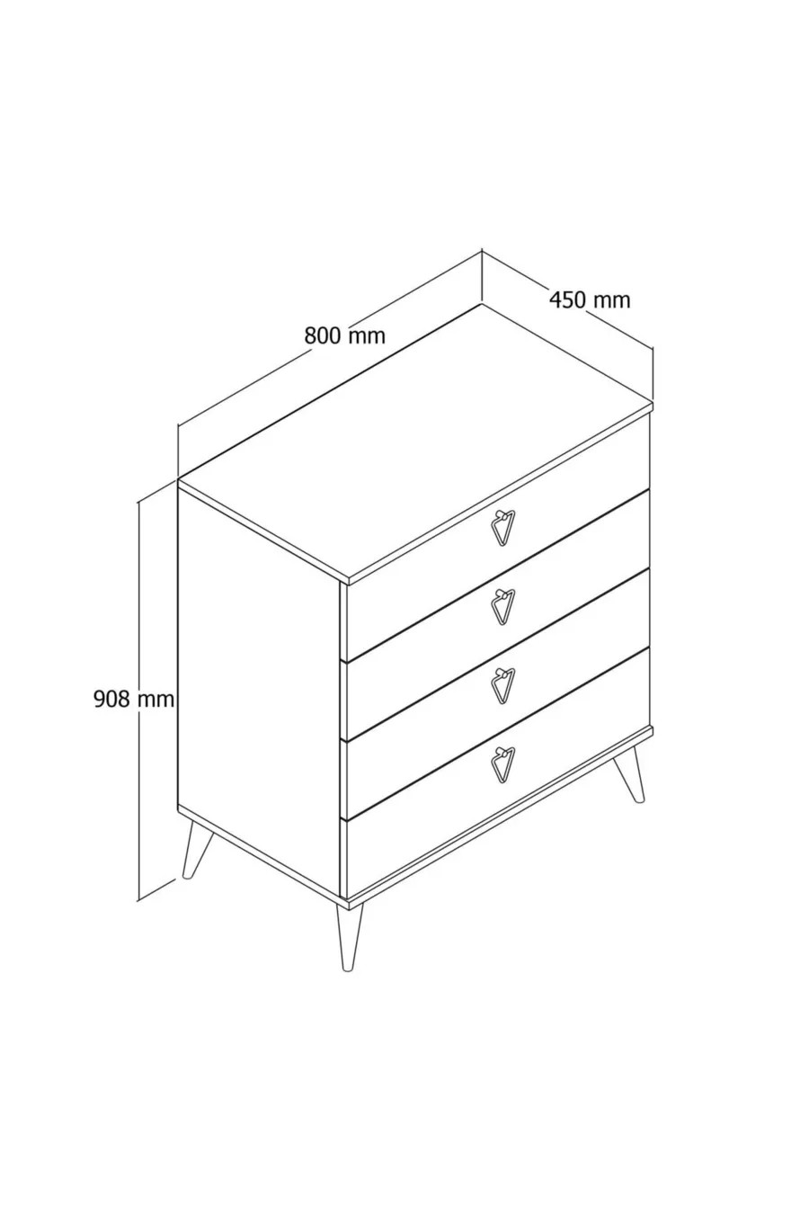 Commode à 4 tiroirs Versace avec panier - Blanc