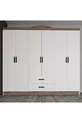Armoire Bianca à 6 portes et 2 tiroirs, grande armoire & penderie, pin Atlantique & blanc