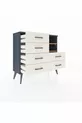 Commode Arges 2 étagères 6 tiroirs Anthracite-Pin/Pierre de Lune
