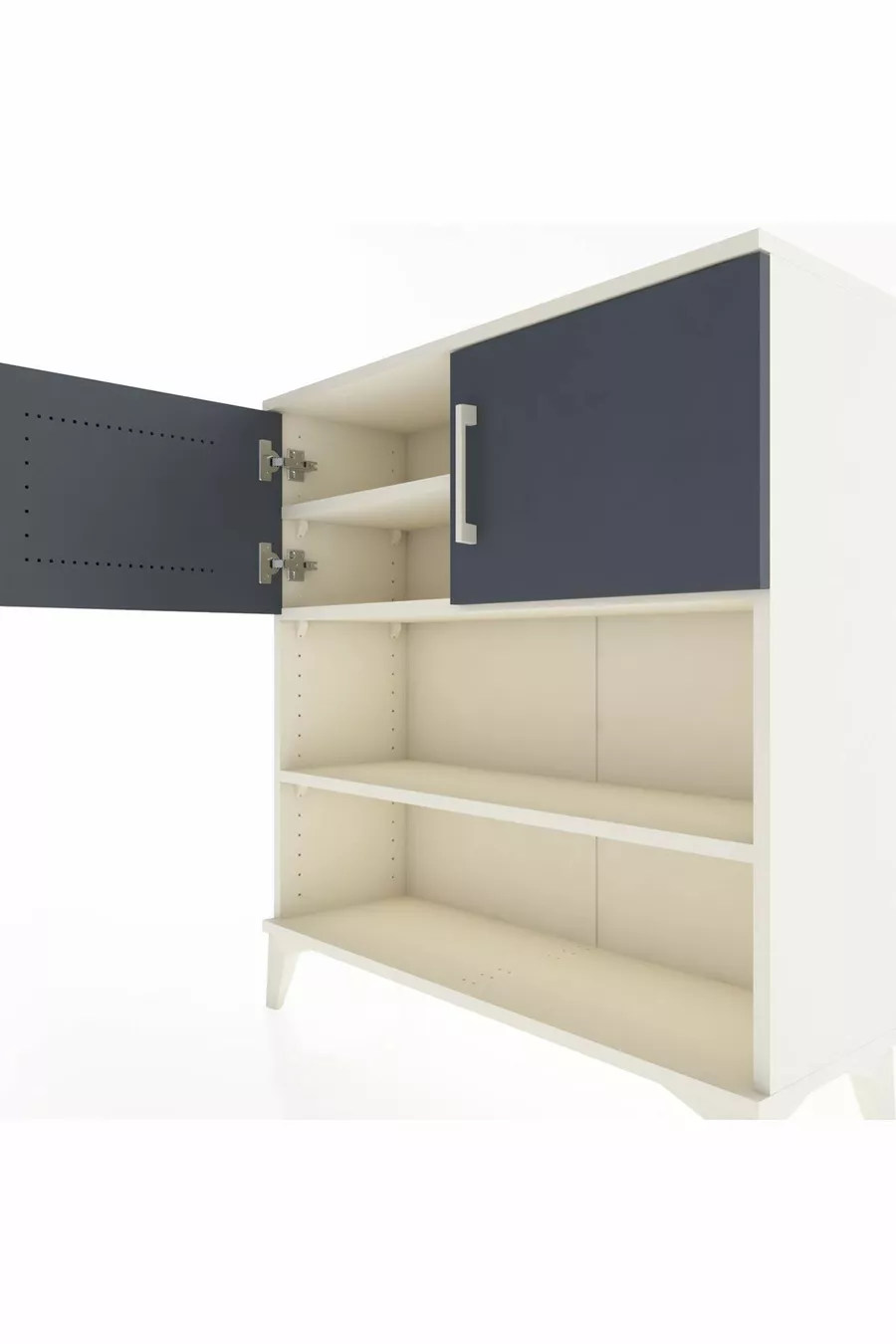 Commode Arges 3 étagères 2 portes Pierre de lune-Anthracite