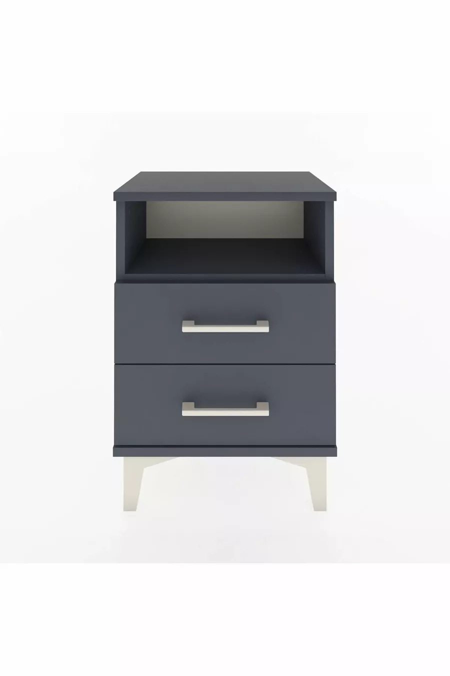 Chevet Arges à une étagère et 2 tiroirs Anthracite-Anthracite