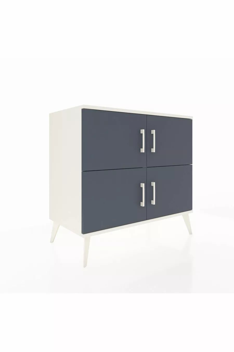 Commode Hyperion 2 étagères 4 portes Pierre de lune-Anthracite