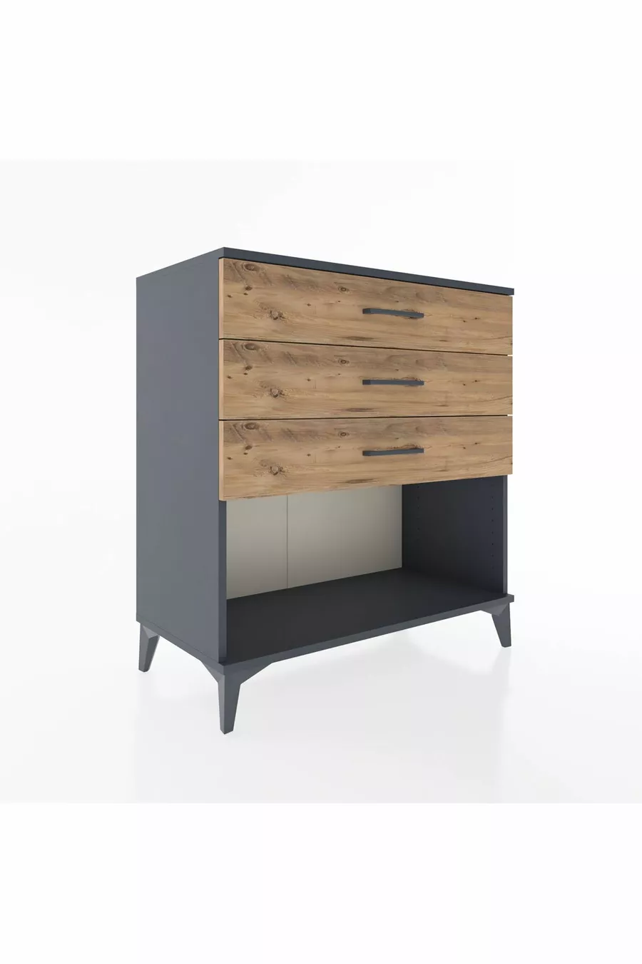 Commode Hyperion 3 tiroirs Anthracite-Sapin
