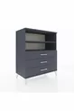 Commode Hyperion 2 étagères 3 tiroirs Anthracite-Anthracite
