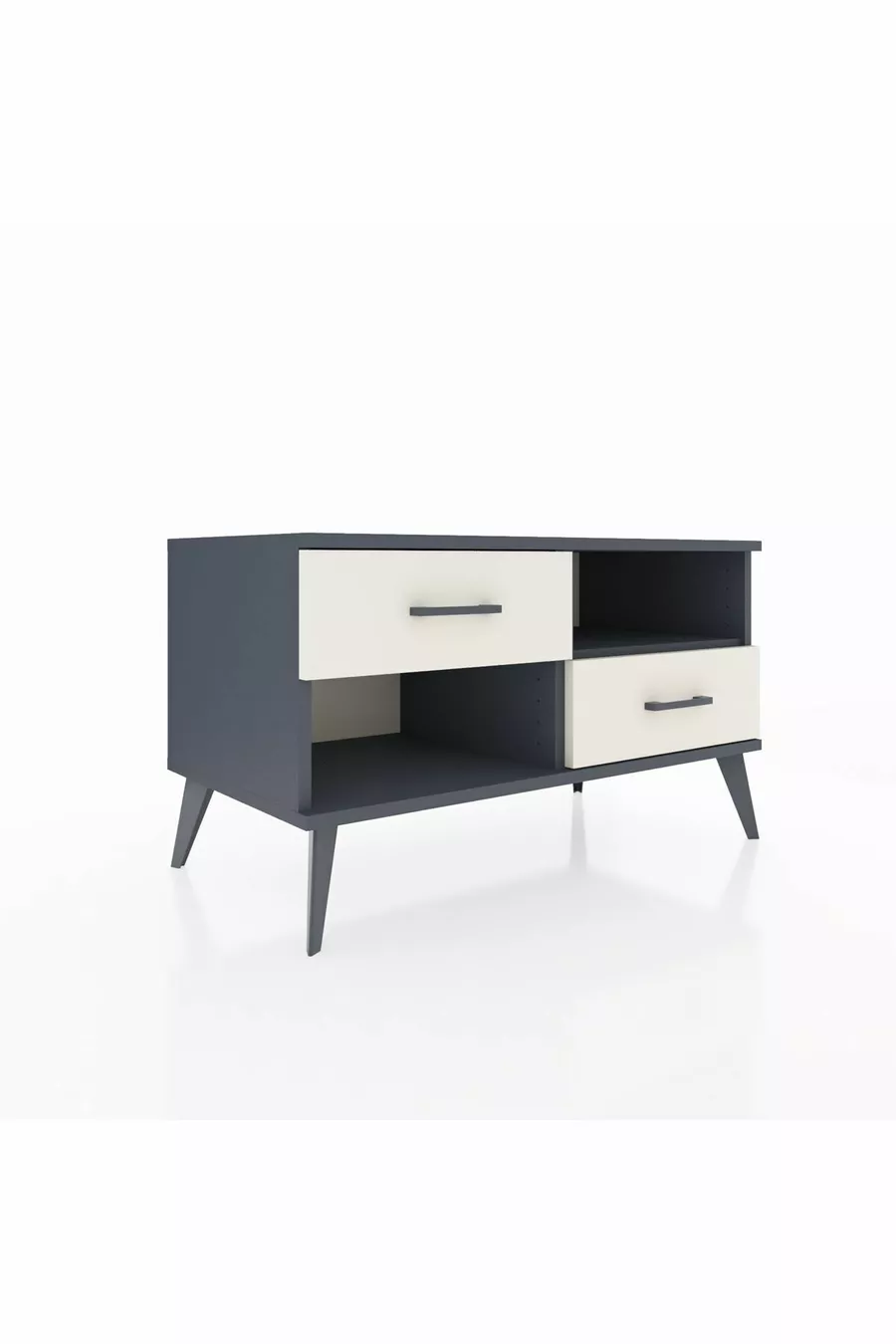 Commode Hyperion à une étagère et deux tiroirs Anthracite-Anthracite/Mer de pierre