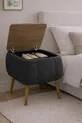 Table de chevet Lina Sandıklı, table de chevet moderne avec pieds en bois recouverte de tissu Teddy