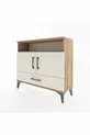 Commode Arges avec 3 étagères, 1 tiroir et 2 portes, en pin-pierre d'ardoise