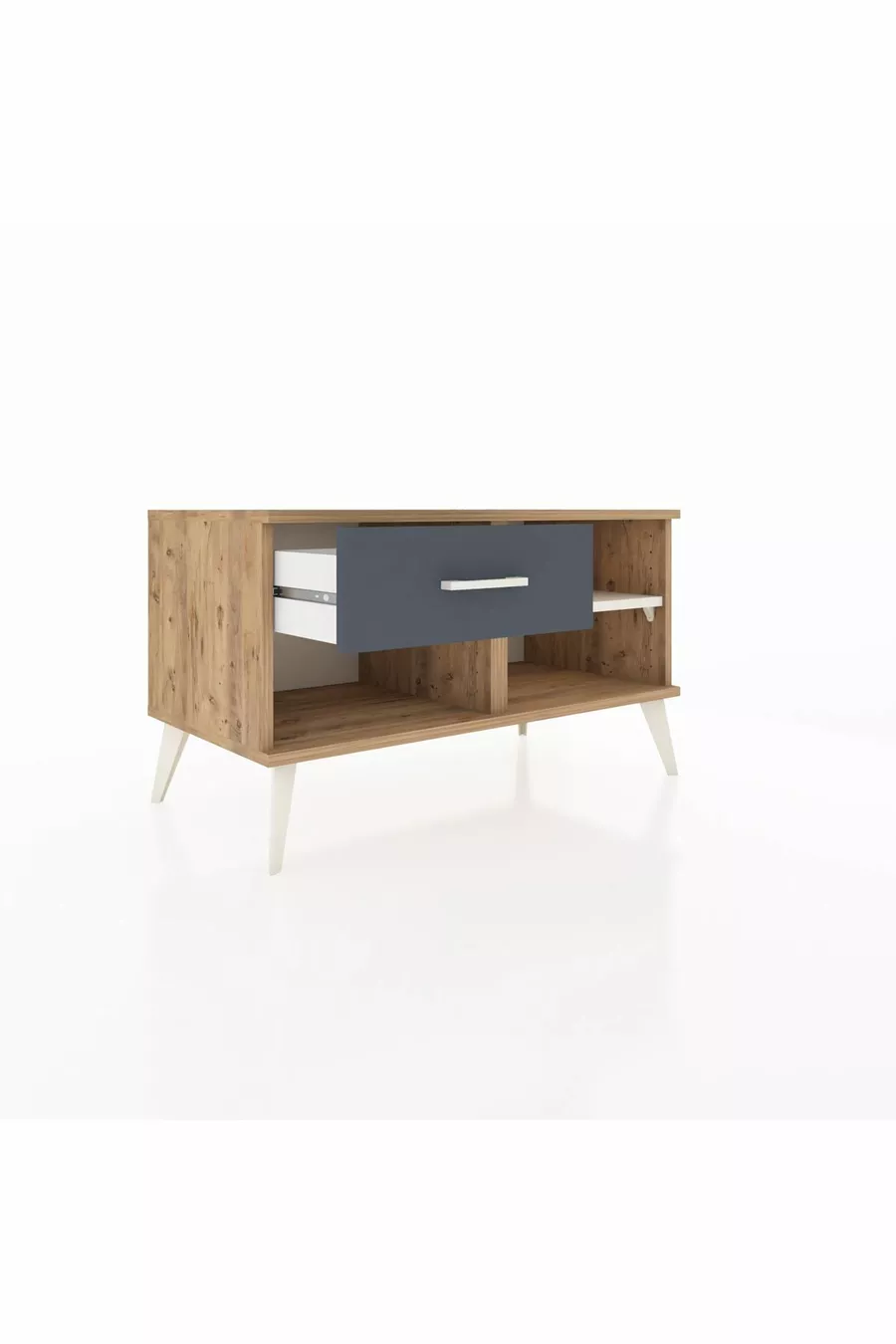 Commode Hyperion à une étagère et un tiroir en pin-pierre d'ambre / Anthracite