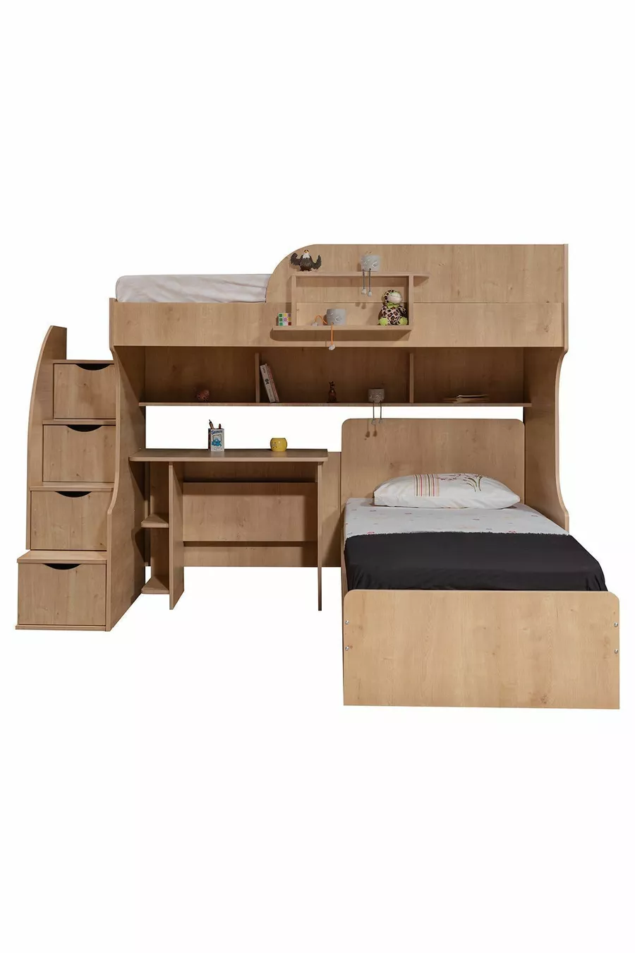 Lits superposés, Lit Aura Ranza avec table et 2 matelas Comfort