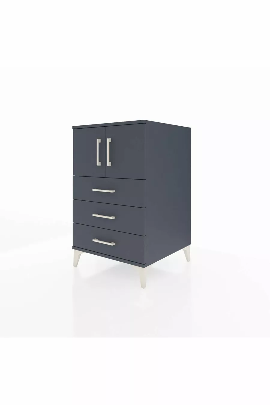 Table de chevet Kronos avec une étagère, 3 tiroirs et 2 portes, anthracite-anthracite