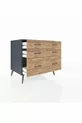 Commode Kronos 6 tiroirs Anthracite-Anthracite/Pin