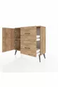 Commode Arges avec une étagère, 2 tiroirs et 2 portes, pin-pin