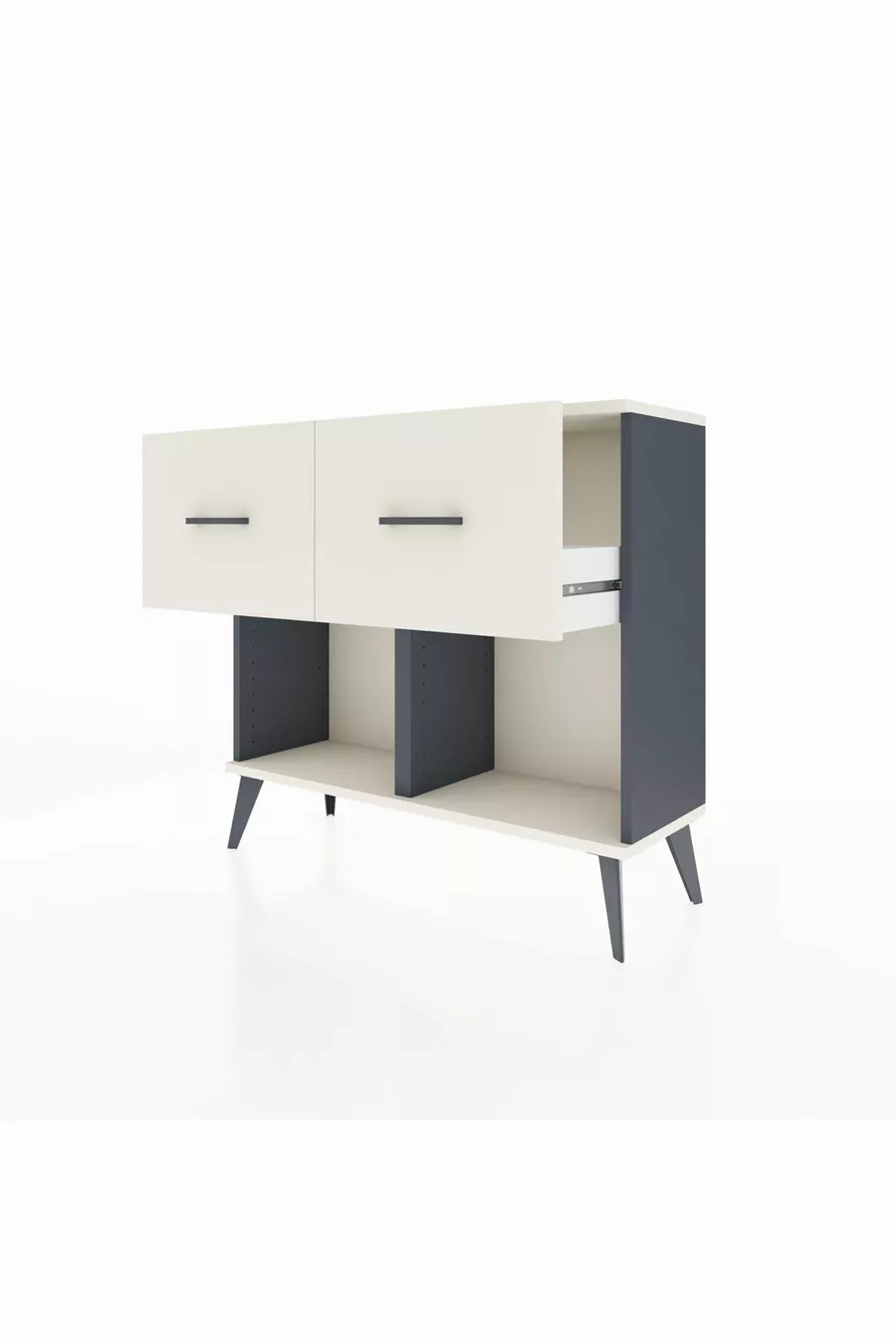 Commode Arges à 2 tiroirs Anthracite-Pierre de lune