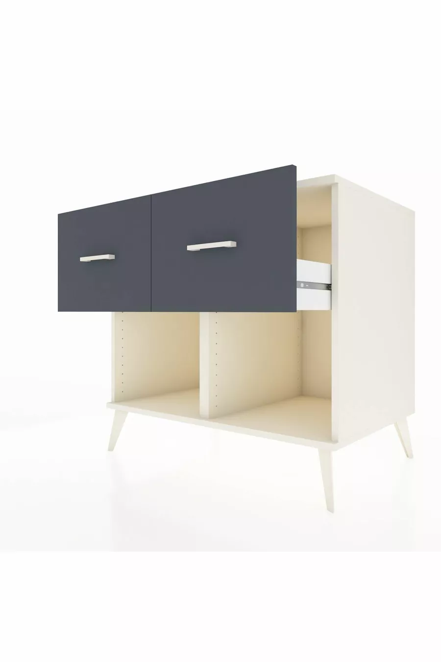 Commode Kronos 2 tiroirs Pierre de lune-Pierre de lune/Anthracite