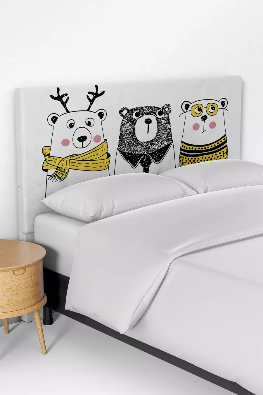 Housse de tête de lit pour enfant avec motif d'ours mignons